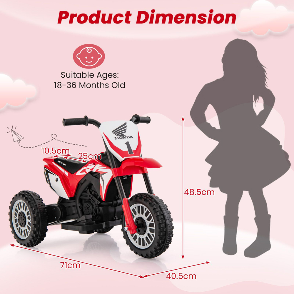 Costway Kids Red Honda Licensed Ride On Motorbike Image 9