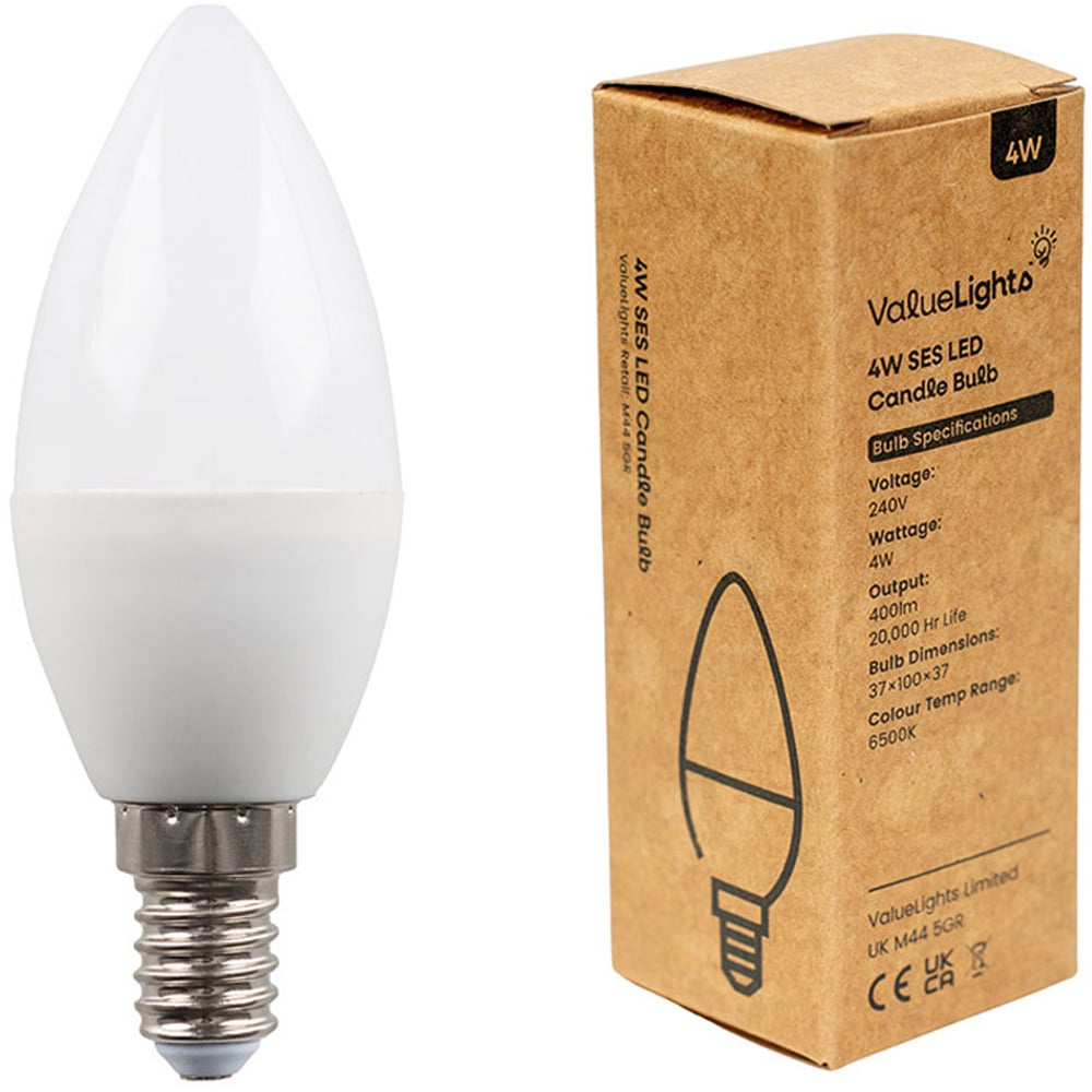 ValueLights 4W 6500K Cool White E14 Candle LED Light Bulb 10 Pack Image 3