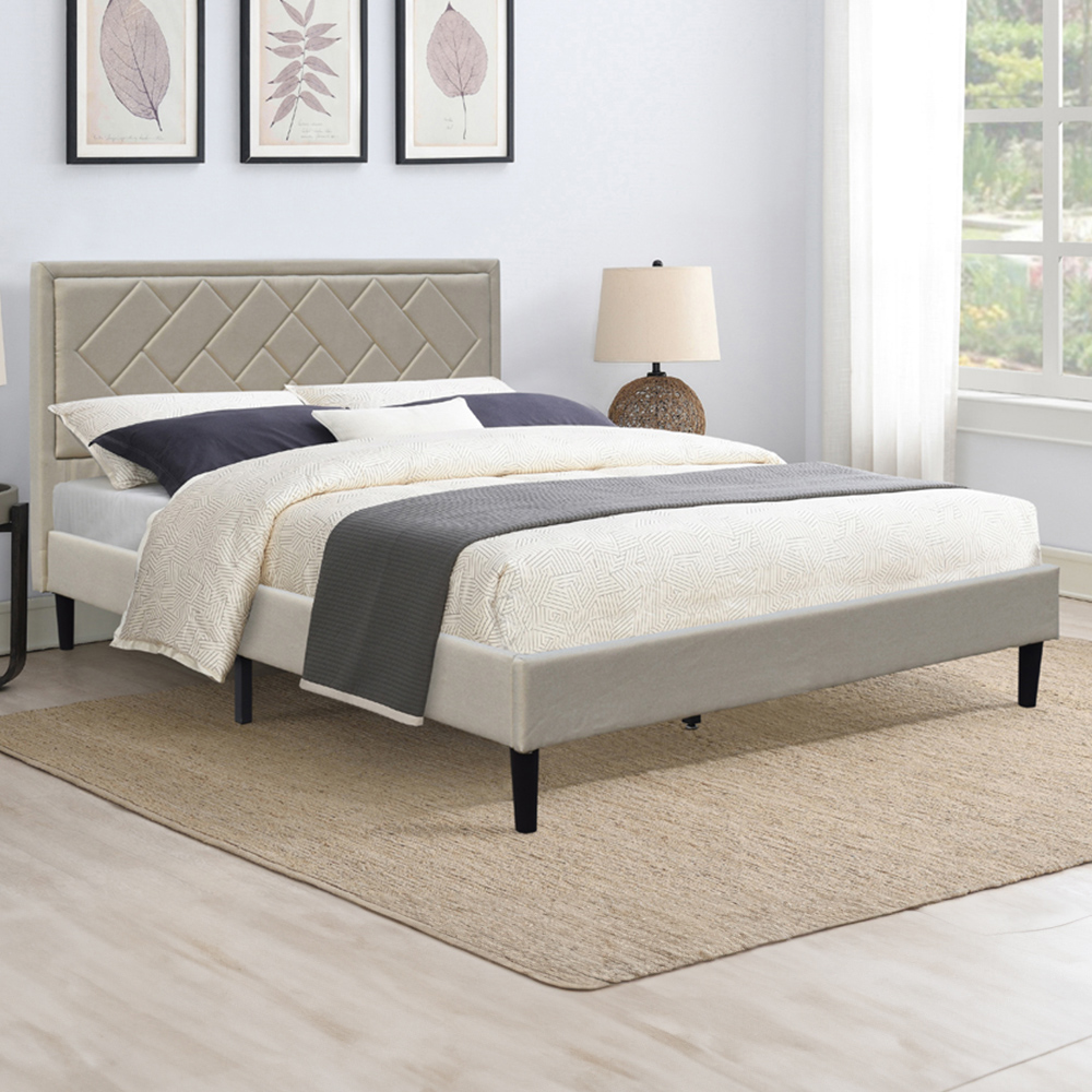 Brooklyn King Size Stone Padded Headboard Bed Frame Image 1
