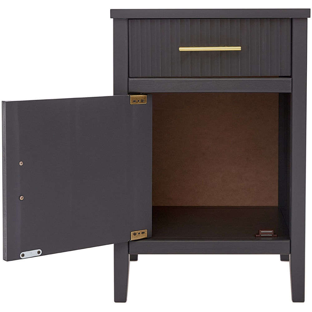 Monti Single Door Single Drawer Charcoal Bedside Table Image 6