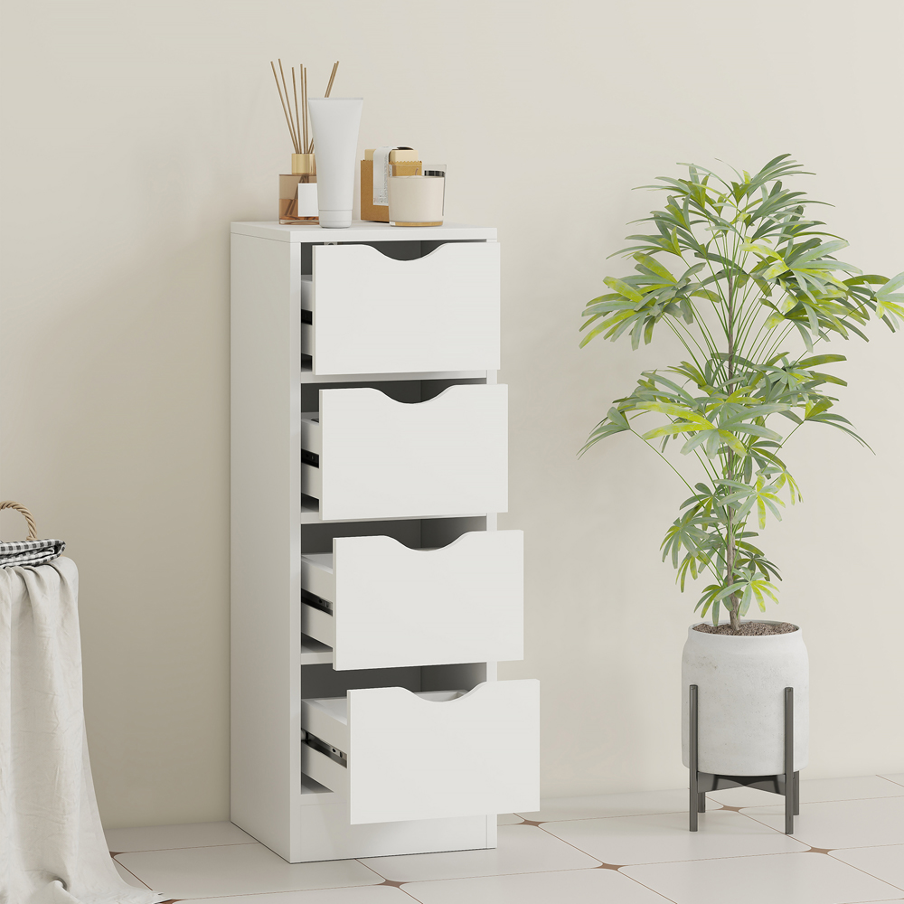 Portland 4 Drawer White Freestanding Bathroom Cabinet Image 6