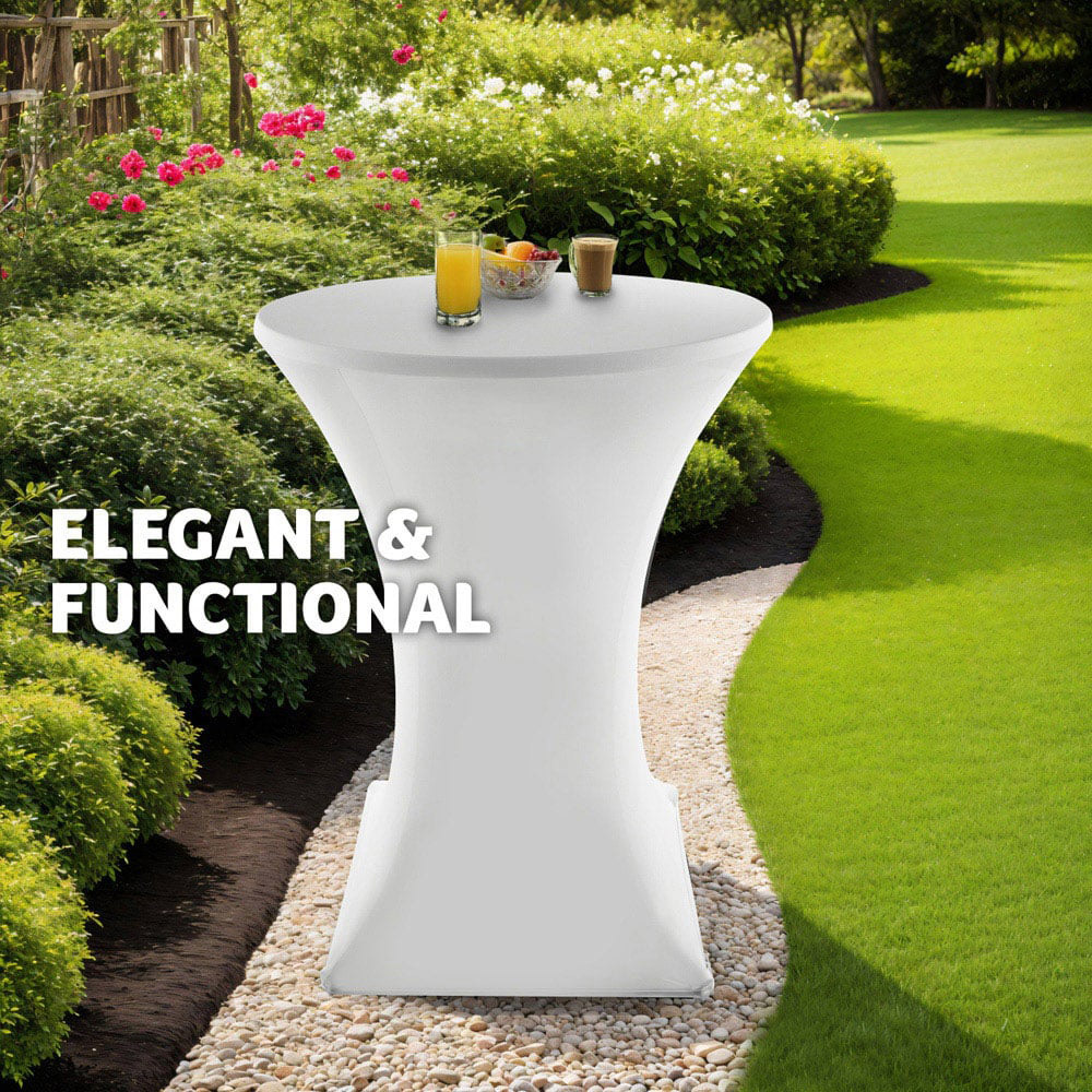 tectake White Folding Bar Table Cover 90 x 110cm Image 5