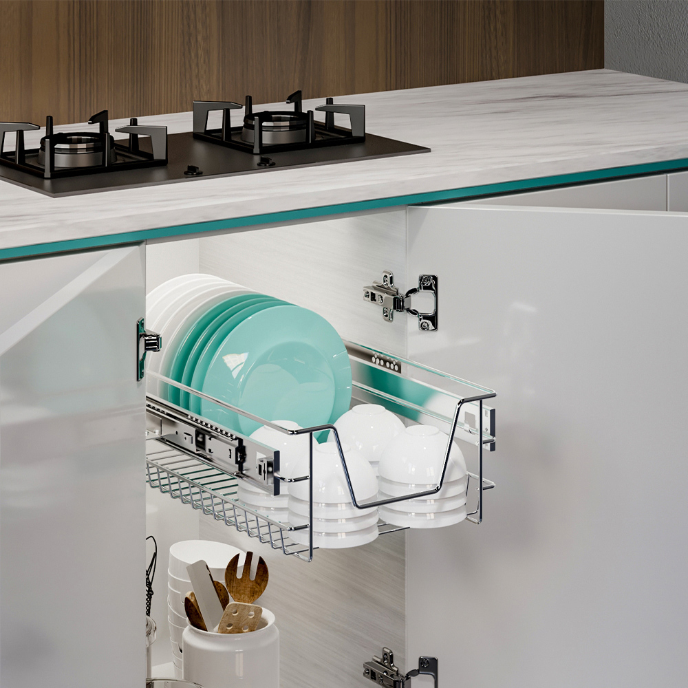 Living and Home Metal Sliding Kitchen Cabinet Pull Out Basket 263 to 270mm Image 7