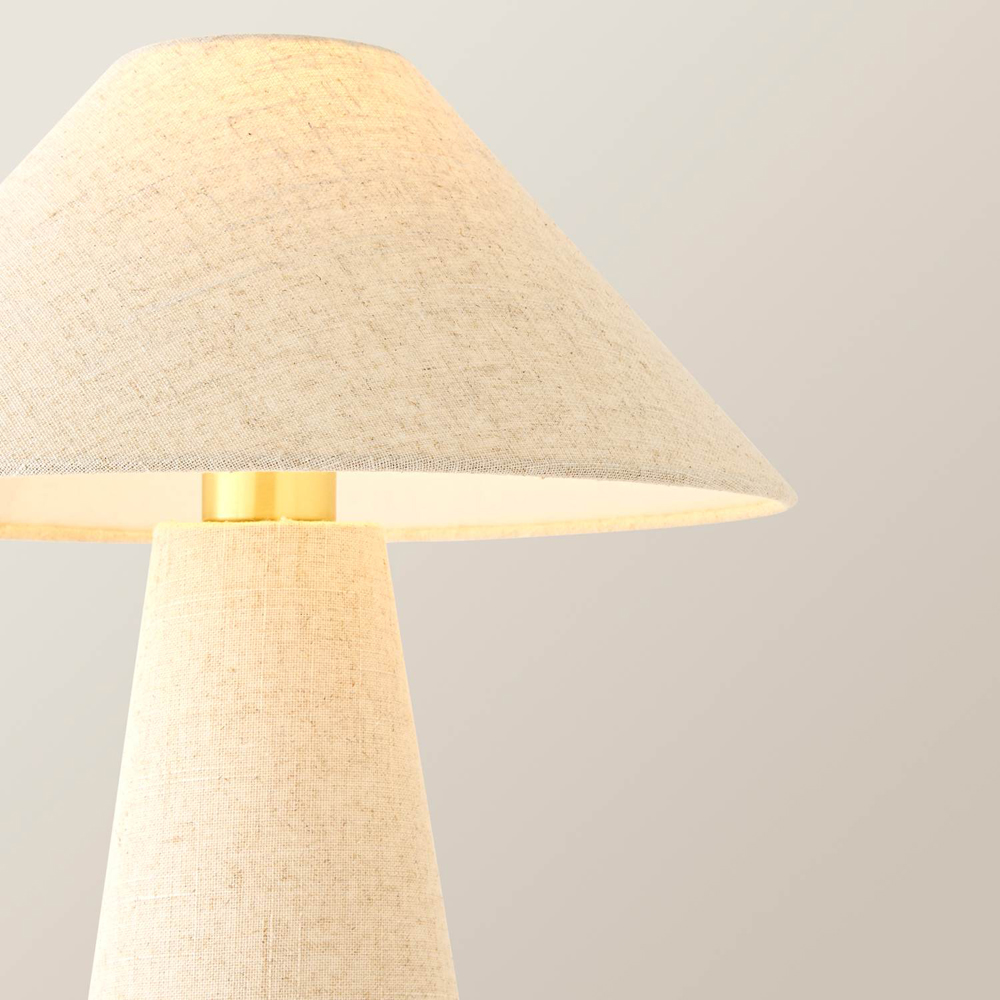 ValueLights Gigi Linen Tapered Full Fabric Conical Shade Table Lamp with Bulb Image 4