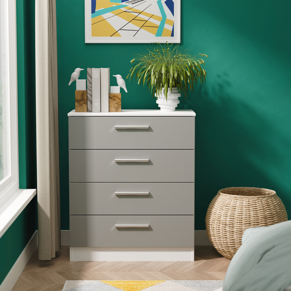 Crowndale Contrast 4 Drawer Dusk Grey and White Chest of Drawers Ready Assembled Image 6