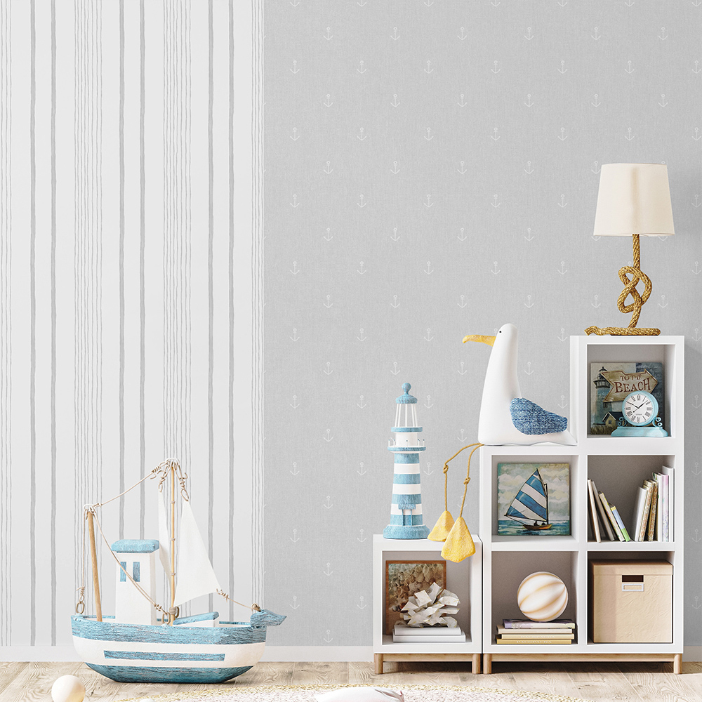 Muriva Anchors Aweigh Grey Wallpaper Image 2