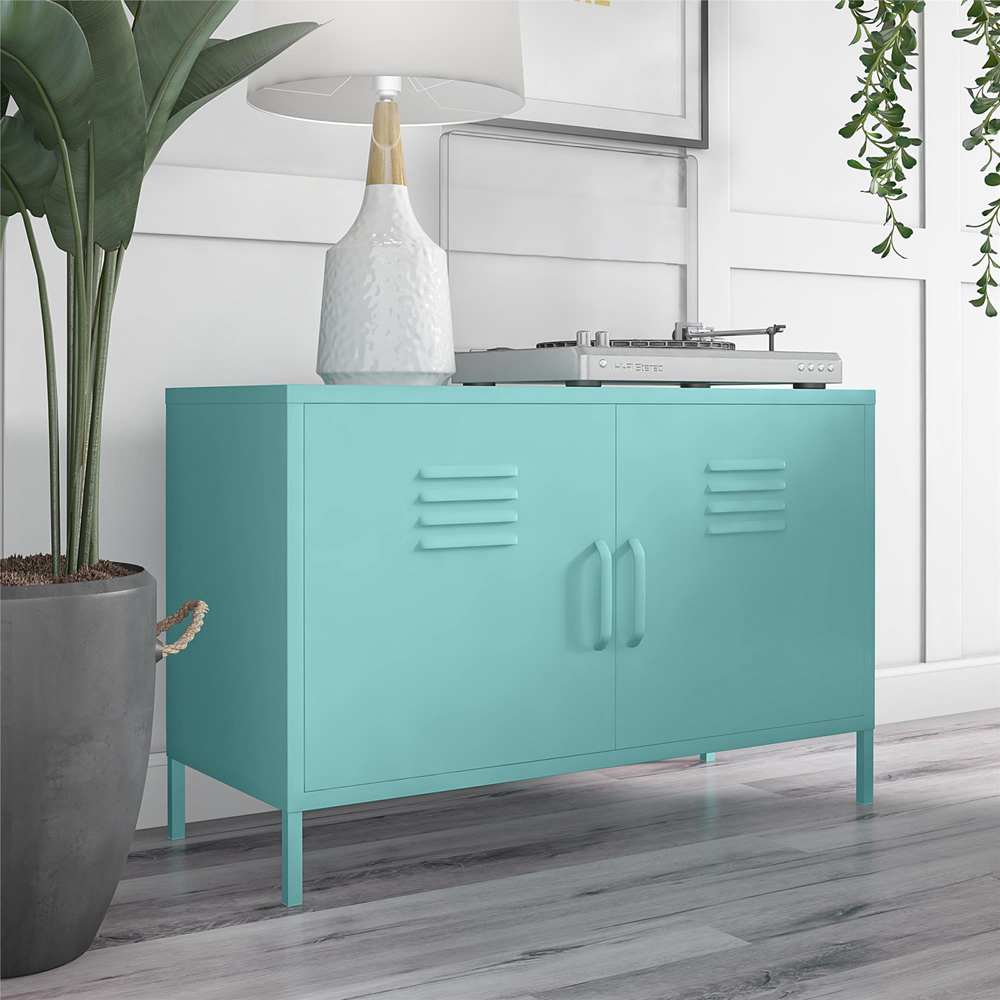 Novogratz Cache 2 Door 2 Shelf Mint Metal Locker Accent Cabinet Image 7