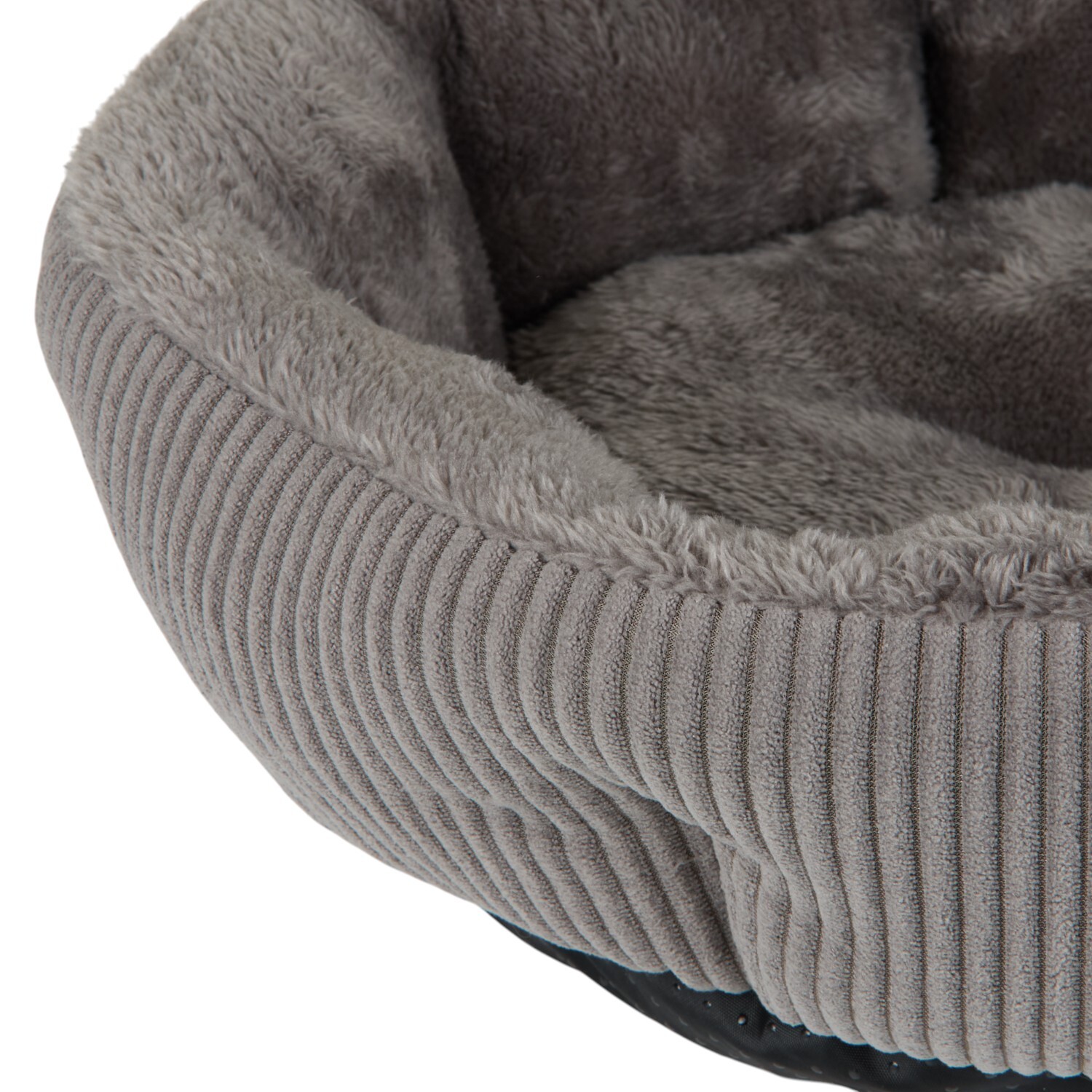 Round Corduroy Pet Bed Grey Small Image 3