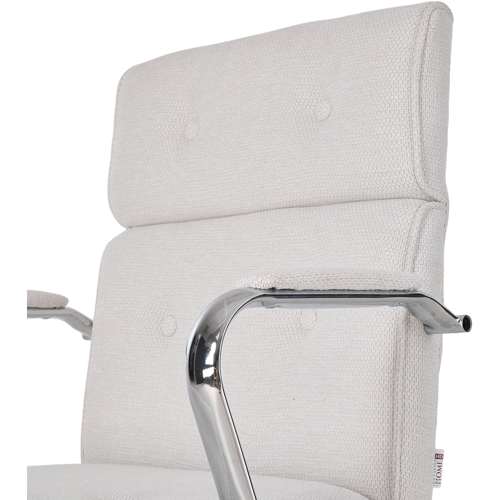 Living and Home White Chenille Swivel and Adjustable Retro Office Chair Image 5