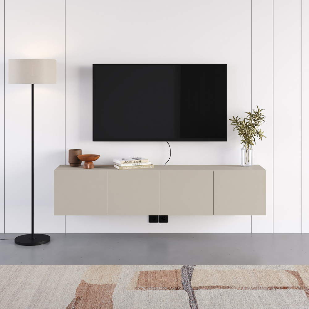 Decortie Combe 4 Door Sandstone Wall-Mounted TV Unit Image 5