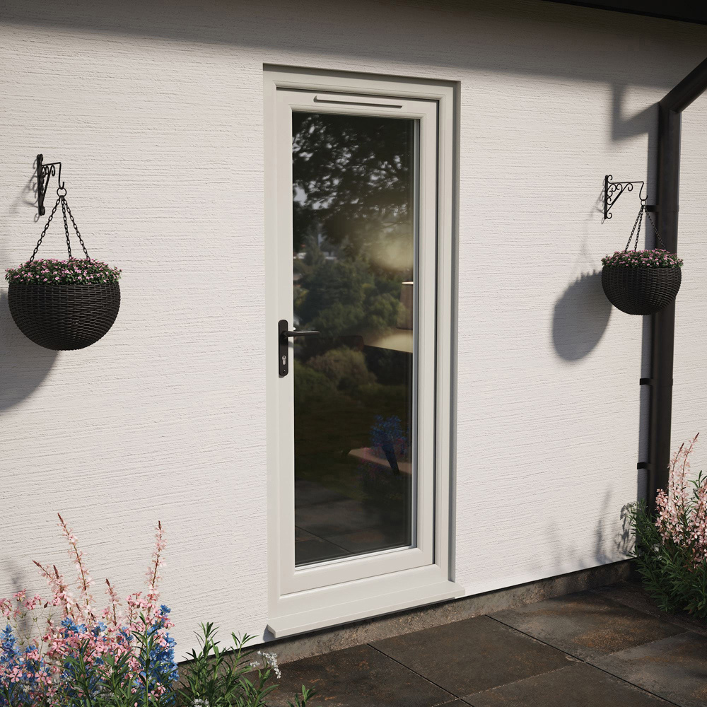 Crystal Agate and White Full Glass RH Open Clear Double Glazed Door 890 x 2090mm Image 4