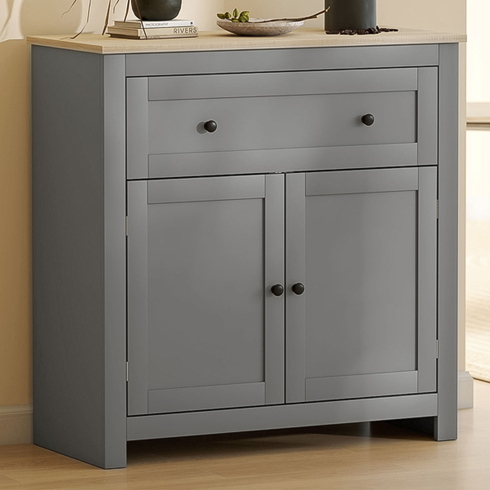 HOMCOM Grey Sideboard Storage Cabinet with Adjustable Shelf Image 1