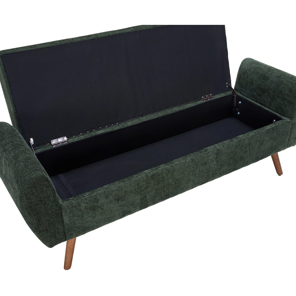 Living and Home Green Chenille Upholstered Storage Bench Image 4