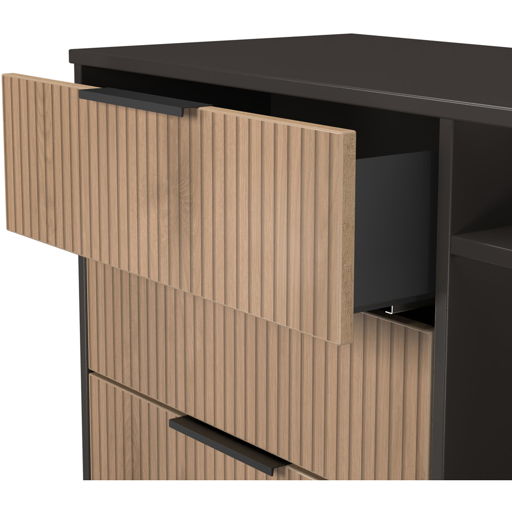 Crowndale Hong Kong 3 Drawer Slatt Effect and Graphite TV Sideboard Ready Assembled Image 6