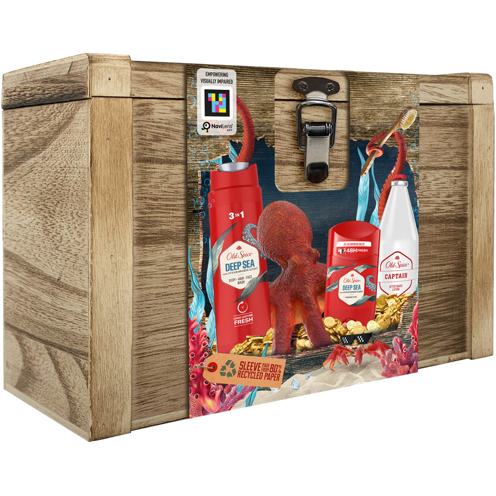 Old Spice For Men 3-in-1 Gift Set with Deep Sea Deodorant Stick Shower Gel and Captain Aftershave Image 2