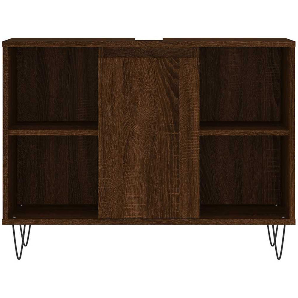 vidaXL Single Door 4 Open Shelf Brown Oak Bathroom Cabinet Image 5