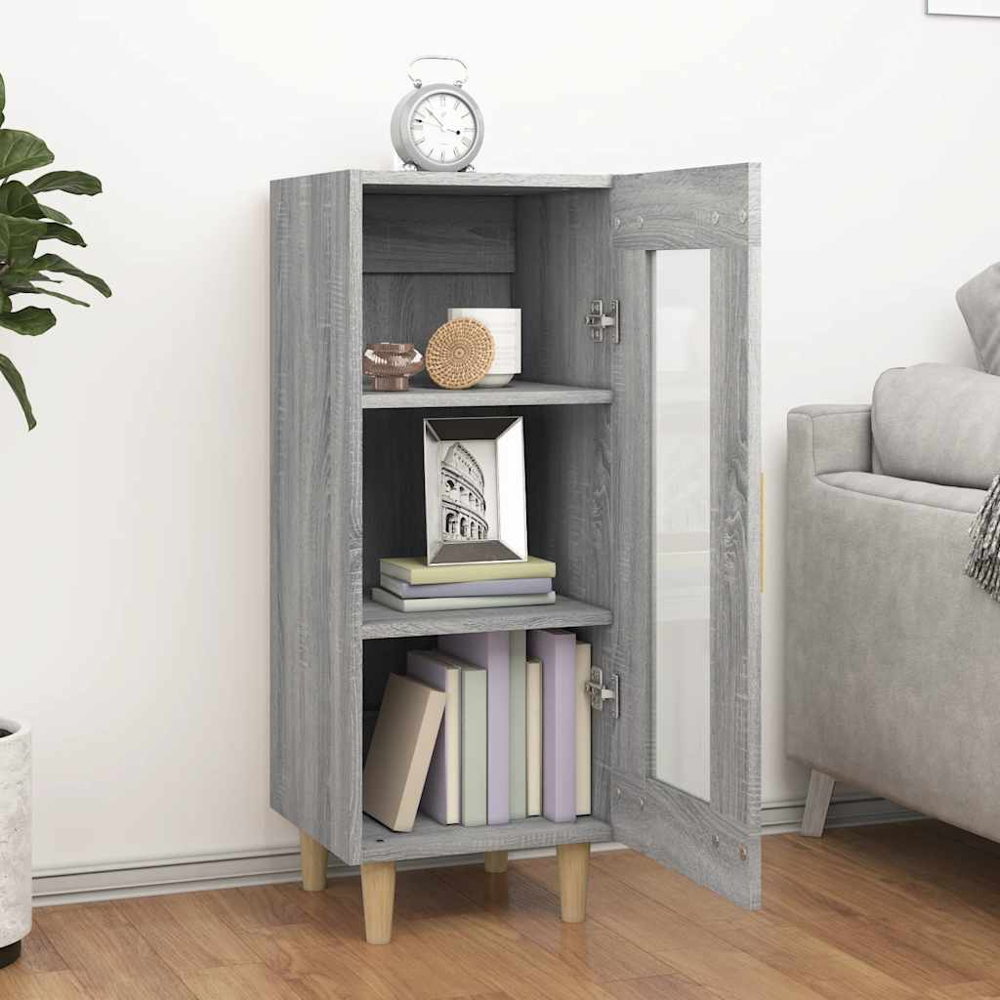 vidaXL Single Glass Door Grey Sonoma Wooden Sideboard Image 8