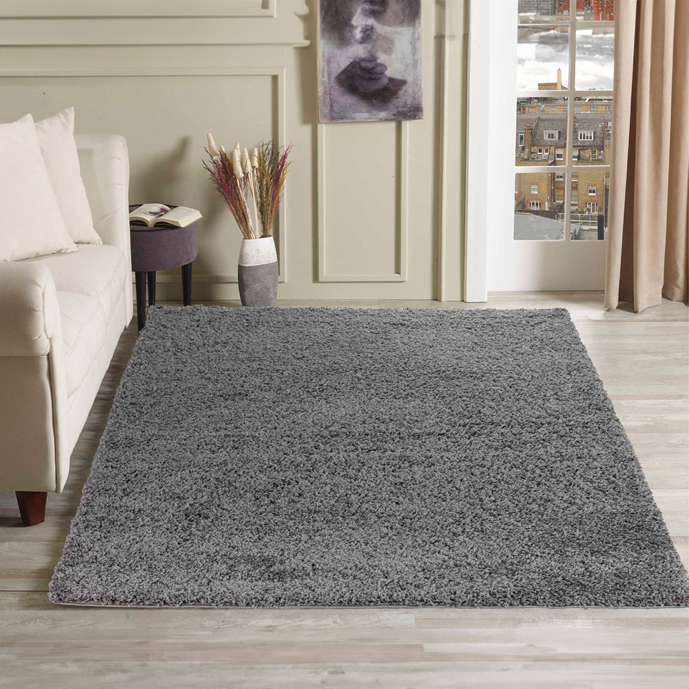 Desire Rugs Oxford Grey Plain Shaggy Rug 120 x 170cm Image 2