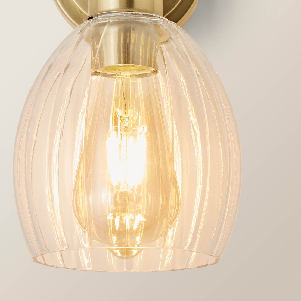 ValueLights Cheltenham Ribbed Shade Brushed Gold Adjustable Wall Spotlights with Bulbs 2 Pack Image 4
