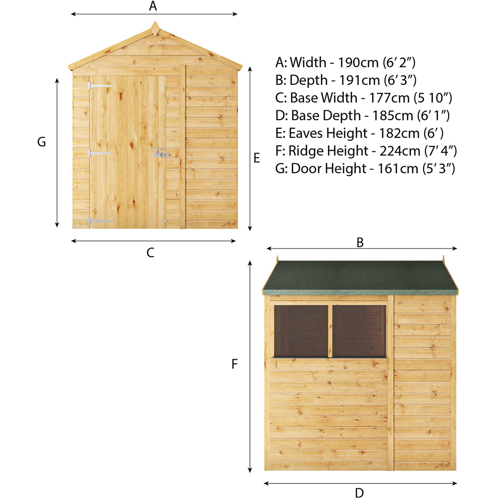 Mercia Woodsman 6 x 6ft Shiplap Glass Apex Shed Image 9