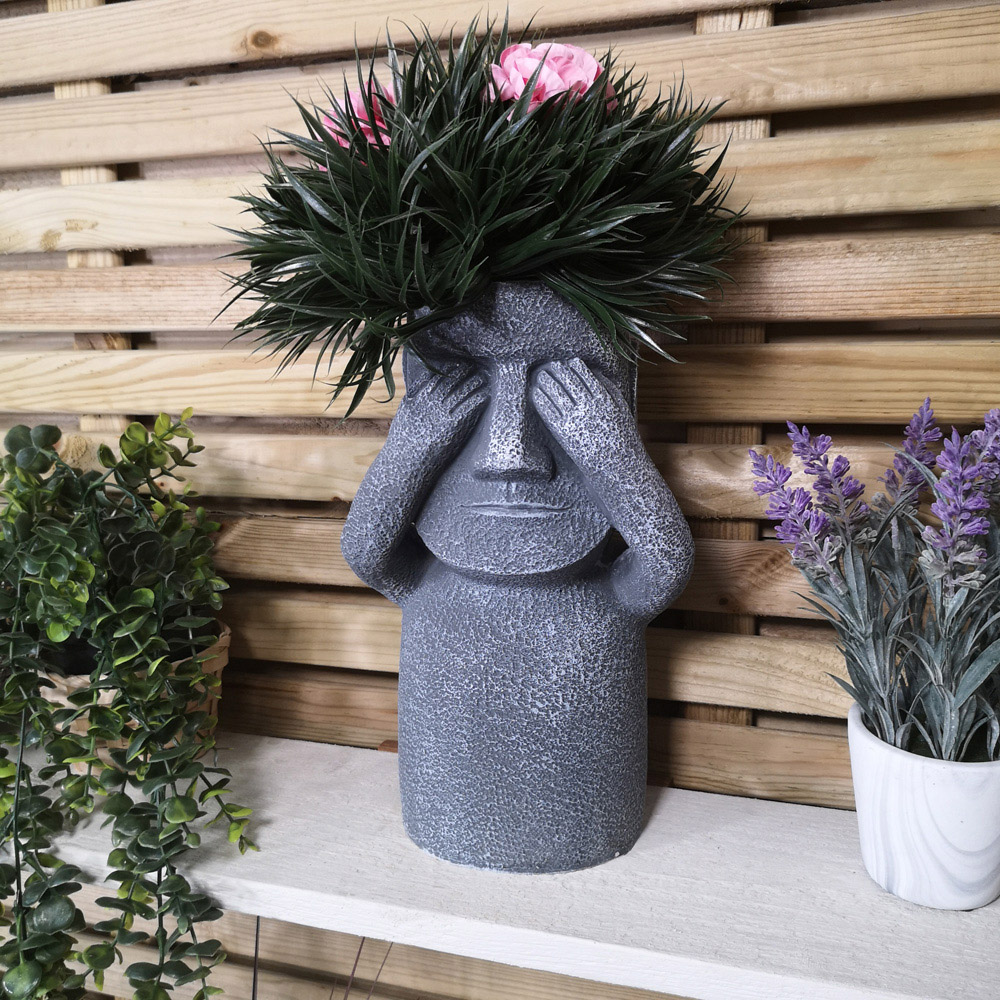 Samuel Alexander Easter Island See No Evil Outdoor Plant Pot 30cm Image 2