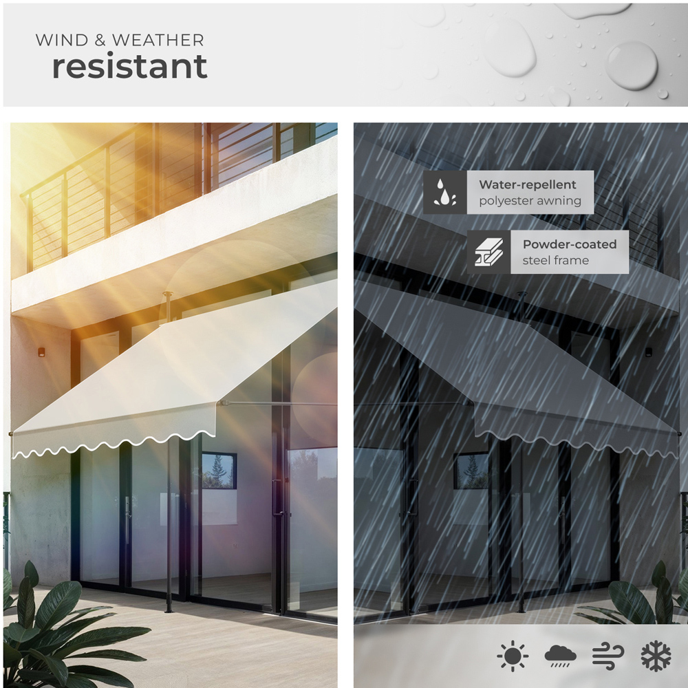 tectake Light Grey Retractable Awning 2 x 1.8m Image 4