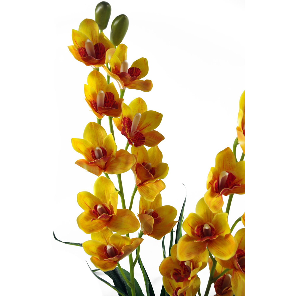 Leaf Extra Large Yellow Flower Cymbidium Orchid Artificial Plant 3ft Image 2