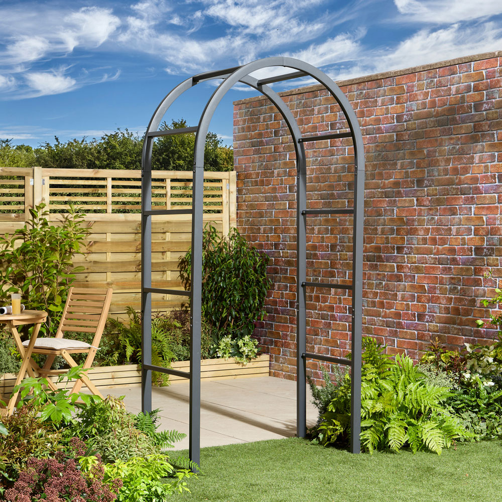 Rowlinson Ravello 3.5 x 2ft Gunmetal Grey Steel Round Top Arch Image 5