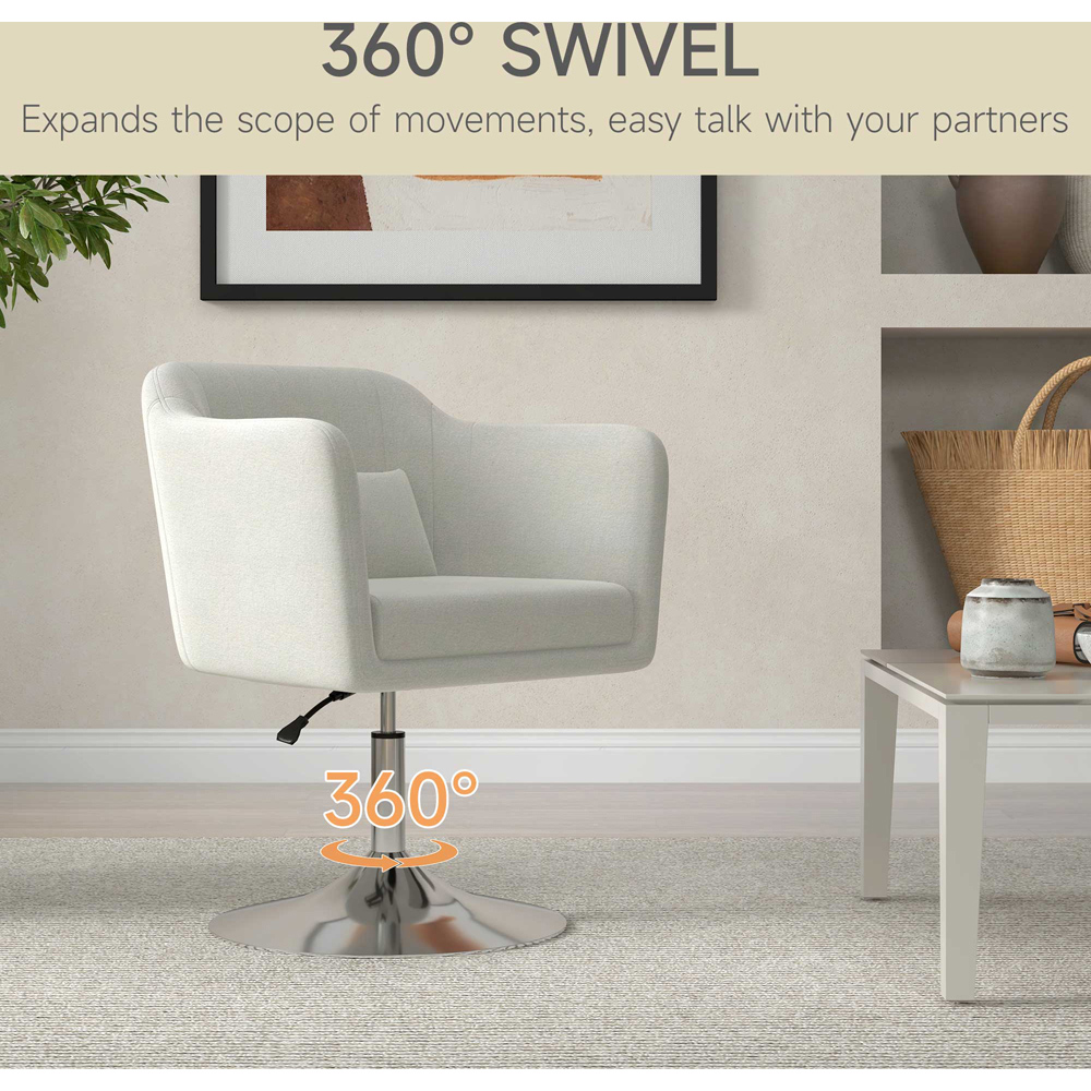 HOMCOM Cream White Linen Fabric Swivel Accent Chair Image 4