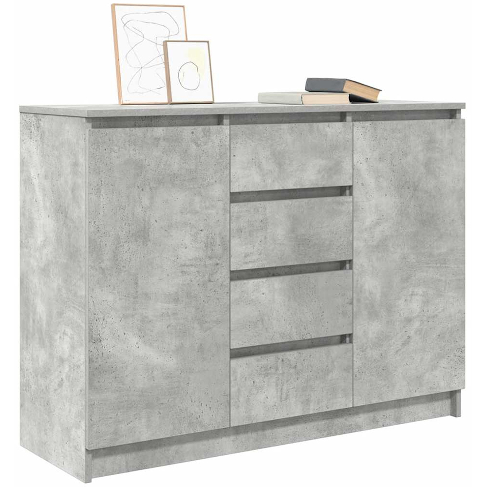 vidaXL 2 Door 4 Drawer Concrete Grey Wooden Sideboard Image 4