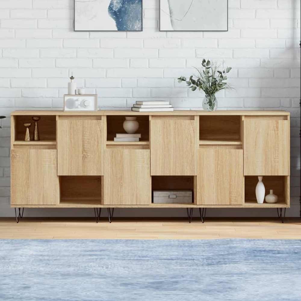vidaXL 2 Door 2 Shelf Sonoma Oak Sideboard Set of 3 Image 1