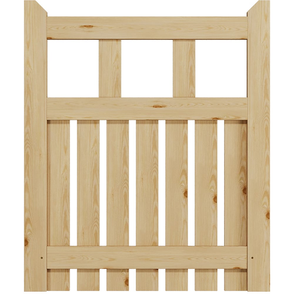 Outdoor Minimalist Nature Wooden Straight-Corner Garden Fence Door, 90 x 76 x 2.5cm Image 1