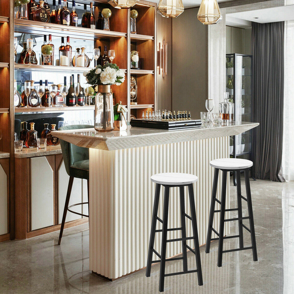 Costway White Bar Stool Set of 2 Image 5