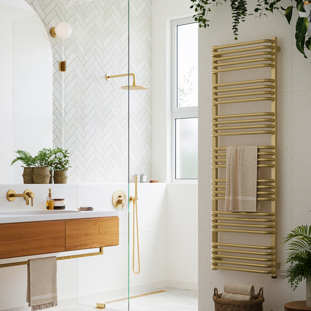 Terma Alex One 2728BTU Brass Electric Towel Rail 1580 x 500mm Image 2