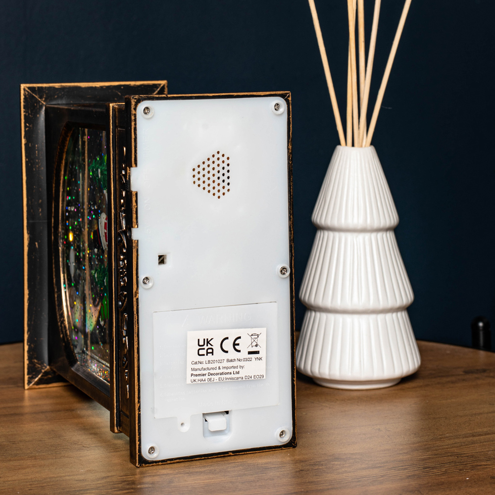 Samuel Alexander Snowman Warm White LED Christmas Water Spinner Bronze Lantern 28cm Image 5