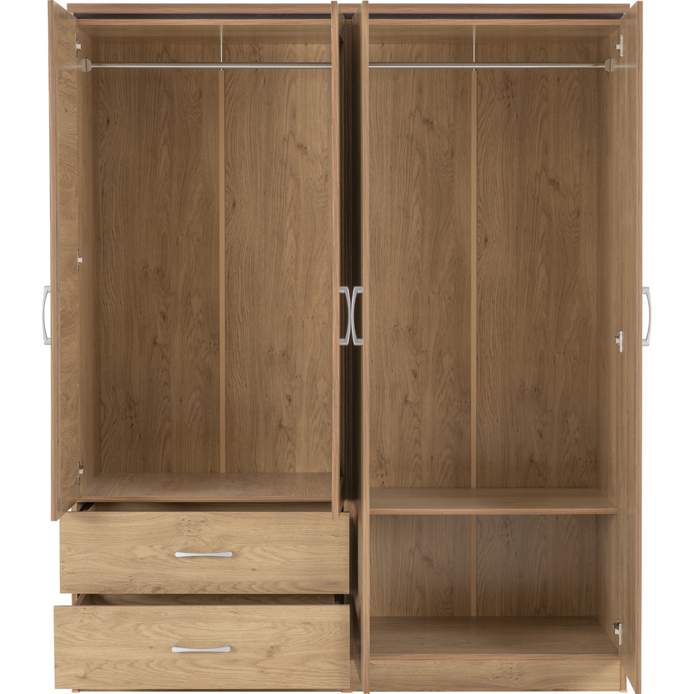 Seconique Charles 4 Door 2 Drawer Oak Effect Veneer Wardrobe Image 4