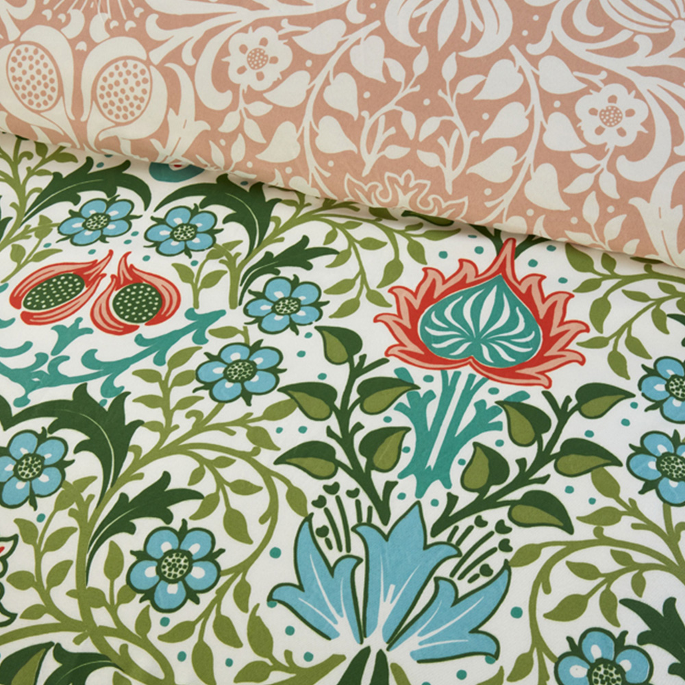 Serene Heritage Flora Single Multicolour Microfibre Fabric Reversible Duvet Cover Set Image 3
