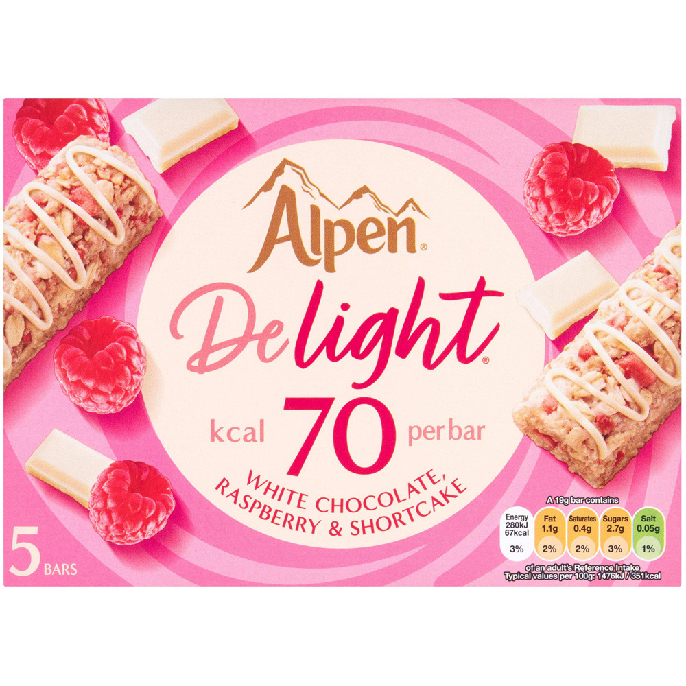 Alpen Delight White Chocolate and Raspberry Bars 5 Pack Image