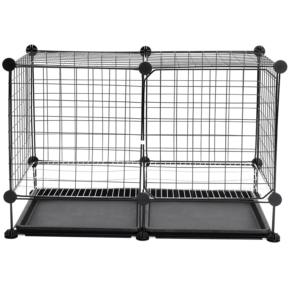 H&O Direct Black Metal Mesh Dog Crate with 2 Trays 48cm Image 1