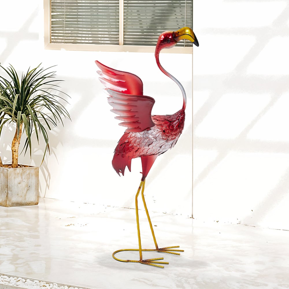 Living and Home Metal Flamingo Garden Statue Ornament Decoration Image 7