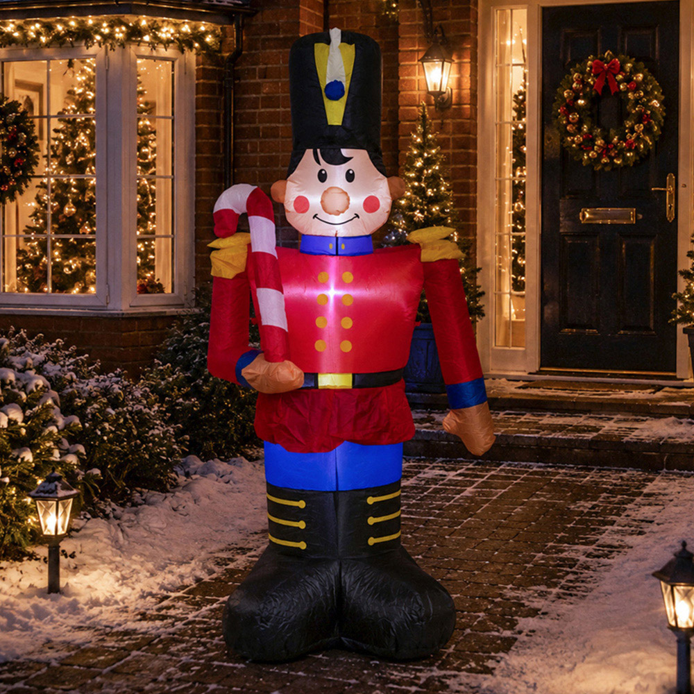 Samuel Alexander Inflatable Light Up Toy Soldier with Candy Cane Christmas Decoration 6ft Image 1