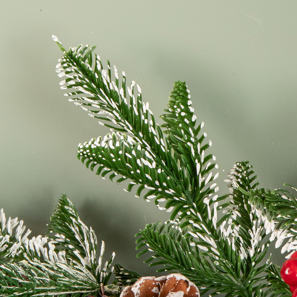 Samuel Alexander Frosted Pinecone Garland with Red Berries and Baubles 190cm Image 9