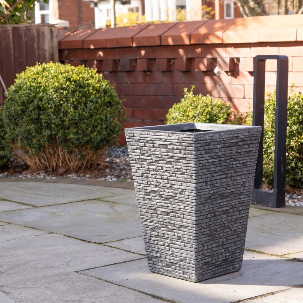 Samuel Alexander Dark Grey Large Square Plastic Slate Effect Garden Planter 30 x 45cm Image 3
