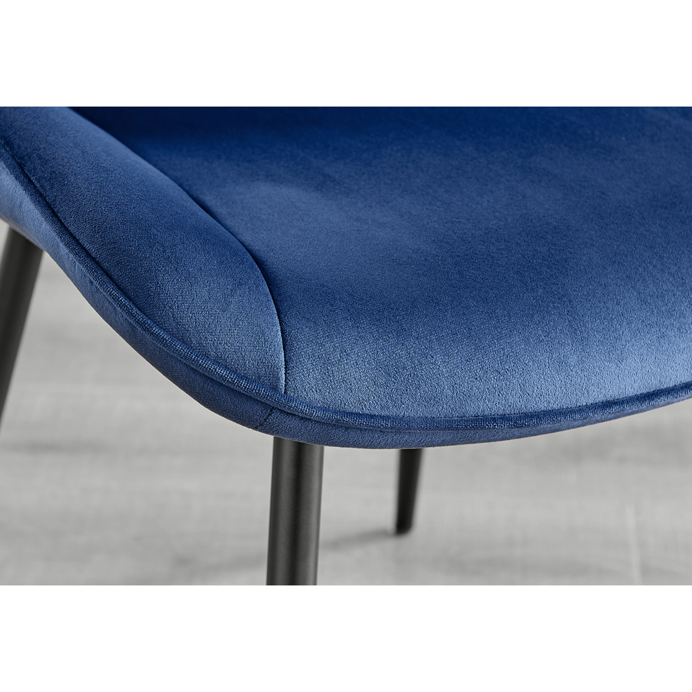 Furniturebox Cesano Set of 2 Navy Blue and Black Velvet Dining Chair Image 8