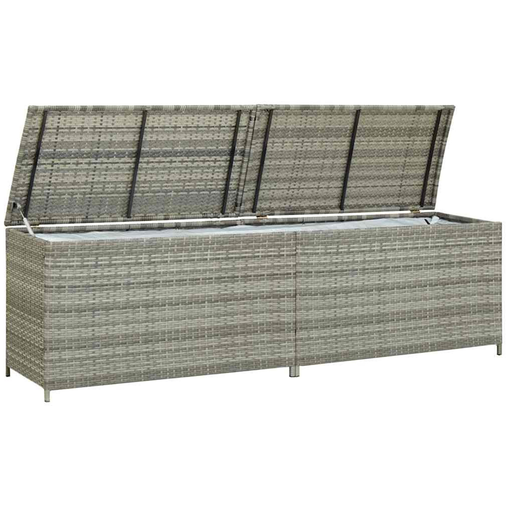 vidaXL 60 x 200 x 50cm Grey Poly Rattan Garden Storage Box Image 2