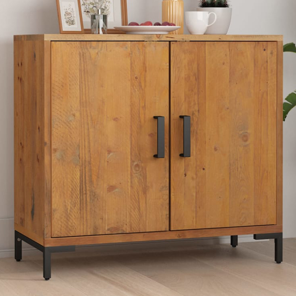 vidaXL 2 Door Brown Solid Pine Wood Sideboard Image 1