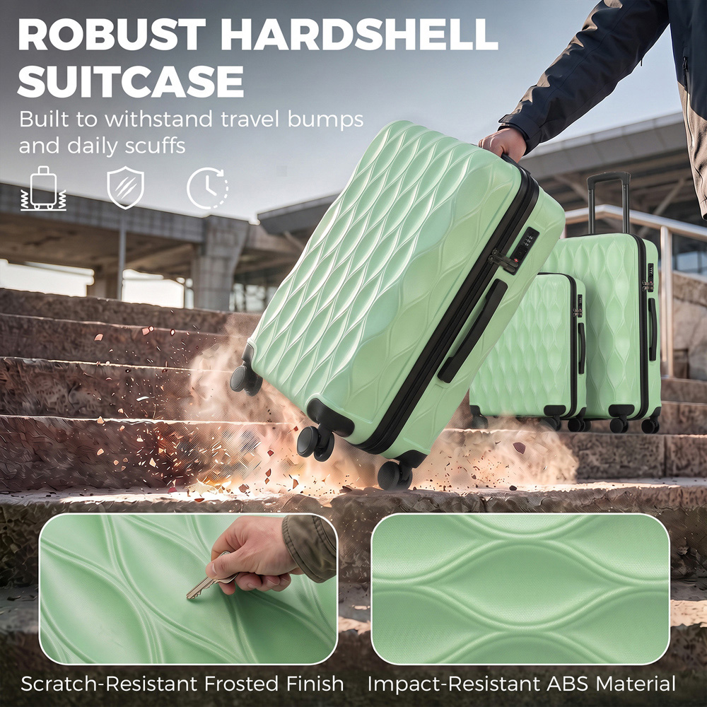 HOMCOM Set of 3 Green Hard Shell Luggage Suitcase with TSA Lock Image 5