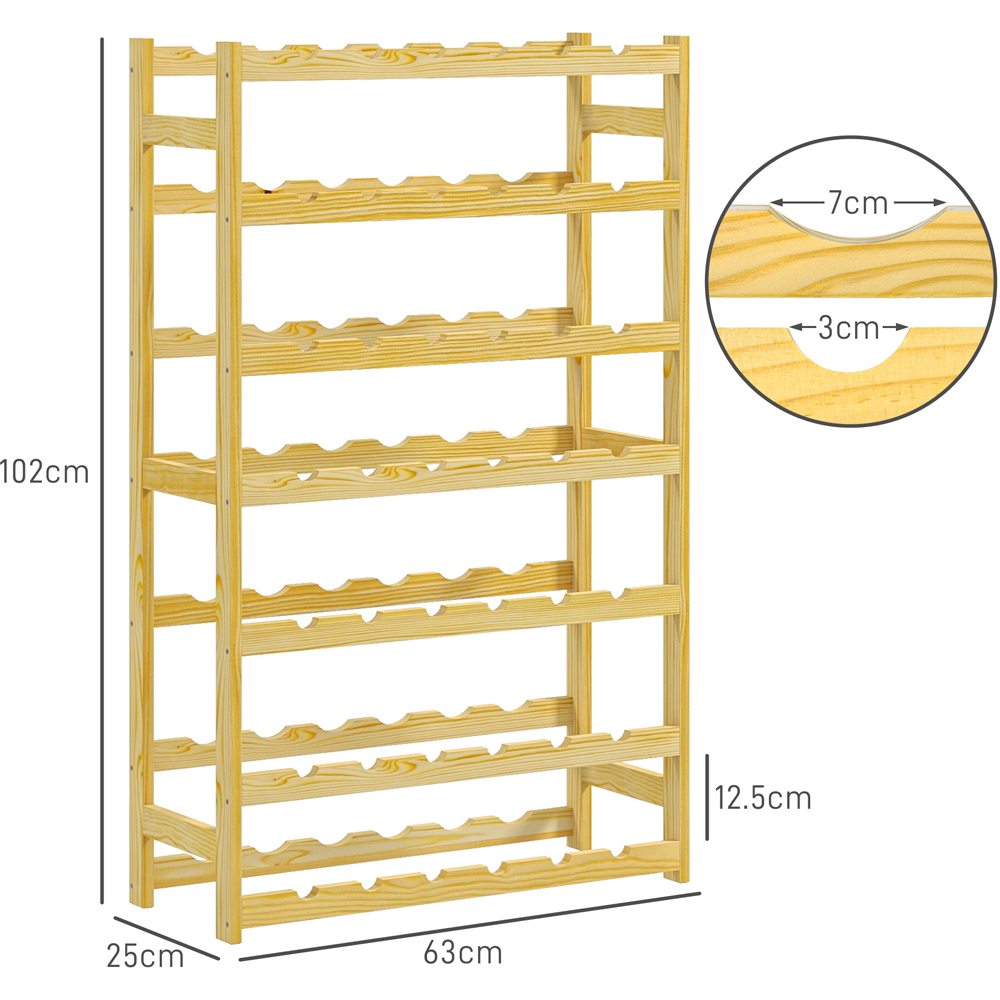 HOMCOM 7 Tier 42 Bottle Natural Wooden Wine Rack Image 9