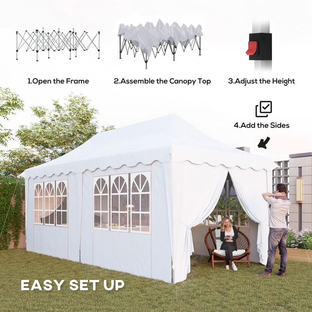 Outsunny 3 x 6m White UPF50+ Pop Up Gazebo with Sides and Carry Bag Image 4