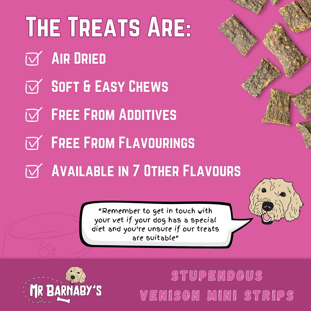 Mr Barnaby's Stupendous Venison Mini Strips Dog Treats 6 Pack Image 6